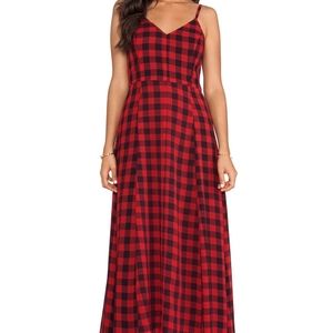 Line & Dot I Red Checkered Maxi Dress